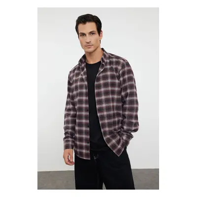 Trendyol Claret Red Regular Fit Winter Checkered Plaid Unisex Lumberjack Shirt