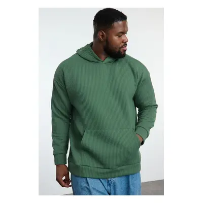 Trendyol Khaki Plus Size Oversize/Wide Cut Thick Textured Sweatshirt