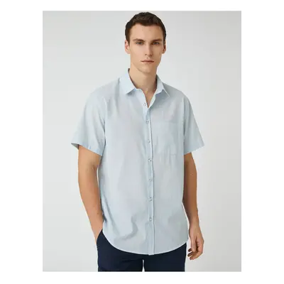 Koton Summer Shirt Short Sleeve Pocket Detailed Classic Collar