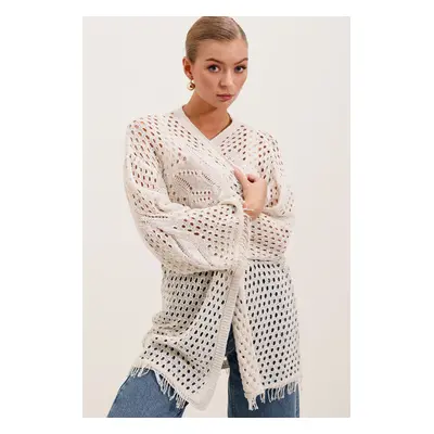 Bigdart Openwork/Holes Oversize Cardigan - Stone