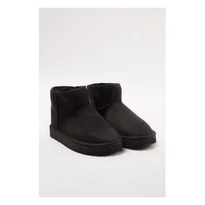 Trendyol Black Fur Lined Round Toe Flatform Heeled Women's Boots