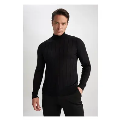 DEFACTO Black Slim Fit Slim Fit Half Turtleneck Knitwear Sweater