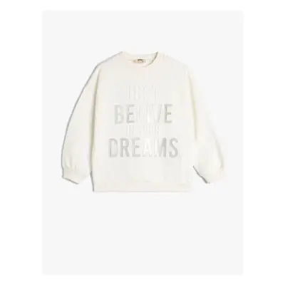 Koton Sweatshirt Long Sleeve Crew Neck Bright Printed Slogan Themed