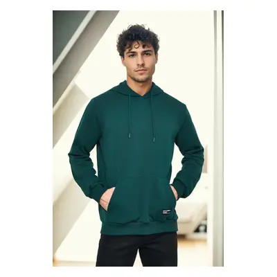 12612 Dewberry Hooded Kangaroo Pocket Mens Sweatshirt-DARK GREEN