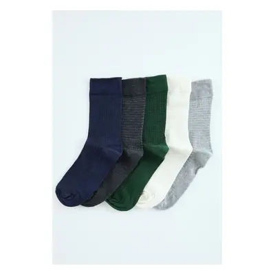 Trendyol Multicolored Unisex 5-Pack Cotton Textured College-Tennis-Medium Socks