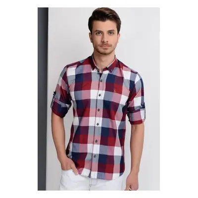 G662 DEWBERRY MEN'S SHIRT-NAVY-BURGUNDY