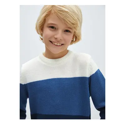 LC Waikiki Lcw Crew Neck Color Block Long Sleeve Boy's Knitwear Sweater