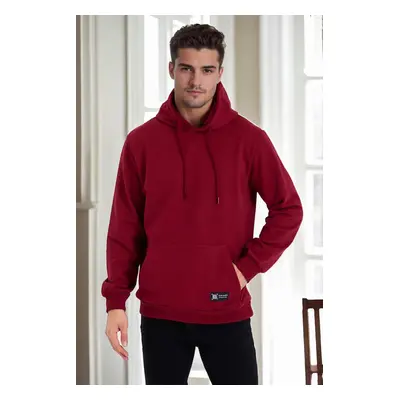 34605 Dewberry Kangaroo Pocket Hoody Mens Sweatshirt-BURGUNDY