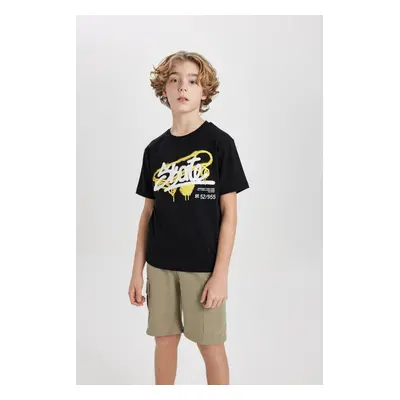 DEFACTO Boys' Crew Neck Printed Short Sleeve T-Shirt