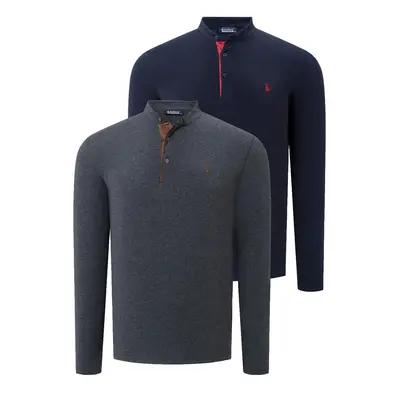 DOUBLE SET V4009 DEWBERRY MEN'S SWEATSHIRT-NAVY - ANTHRACITE