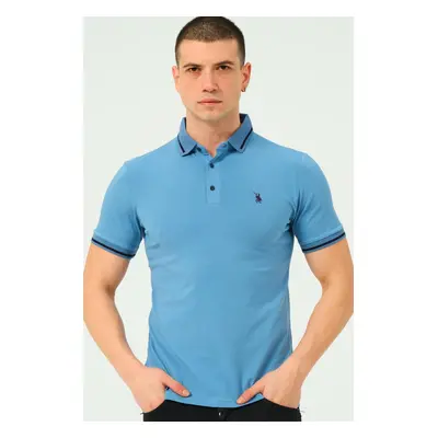 T8586 DEWBERRY MEN'S POLO NECK T-SHIRT-PLAIN INDIGO