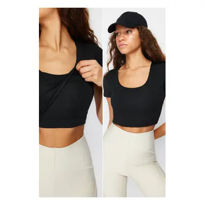 Trendyol Black Layer Padded Sports Bra Crop Knitted Sports Top/Blouse