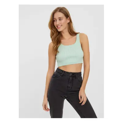 Mentolový žebrovaný crop top VERO MODA Fibly - Dámské