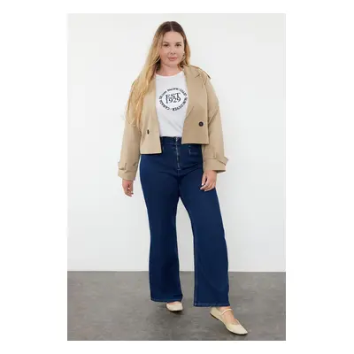 Trendyol Curve Dark Blue High Waist Wide Leg Plus Size Jeans