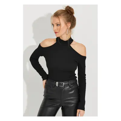 Cool & Sexy Women's Black Open Shoulders Camisole Blouse