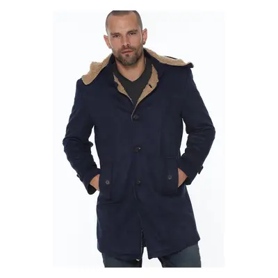 PLT8399 DEWBERRY SUEDE LOOK MEN'S COAT-NAVY BLUE