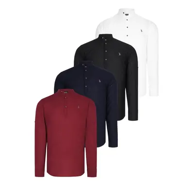 QUADRUPLE SET G783 DEWBERRY JUDGE COLLAR SHIRT-BLACK-WHITE-NAVY-BURGUNDY