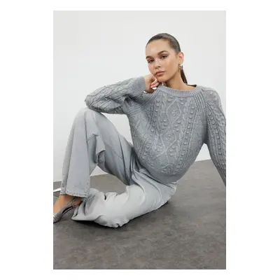 Trendyol Gray Reversible Knitwear Sweater