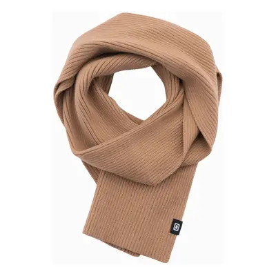 Ombre Men's monochromatic ribbed knit scarf - light brown