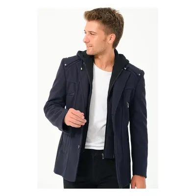 K7532 DEWBERRY MEN'S COAT-PLAIN NAVY BLUE