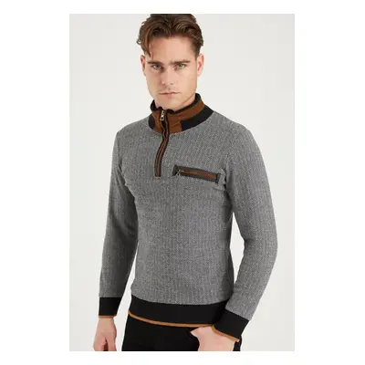 1039 DEWBERRY MEN'S SWEATSHIRT-PATTERNED BLACK