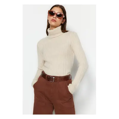 Trendyol Stone Soft Textured Basic Knitwear Sweater