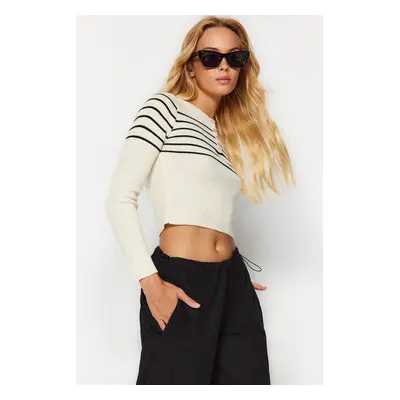 Trendyol Stone Crop Striped Knitwear Sweater