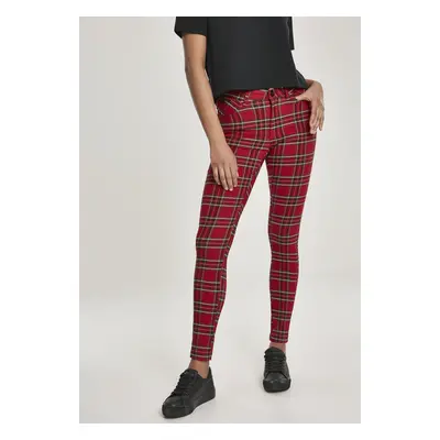 Dámské Skinny Tartan Kalhoty červené/bl