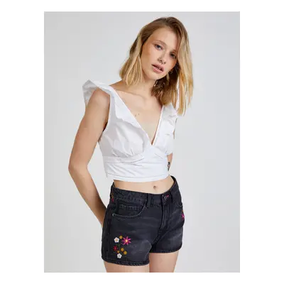 Bílý dámský cropped top volány TALLY WEiJL - Dámské