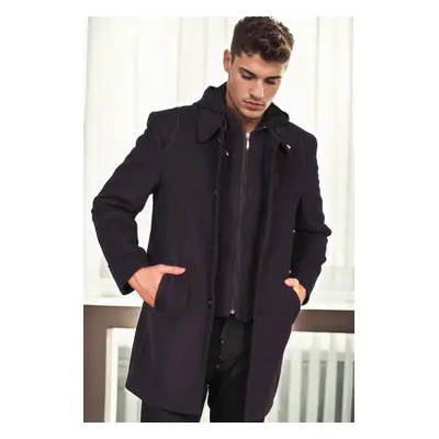 PLT8335 DEWBERRY MEN'S COAT-PATTERNED NAVY BLUE