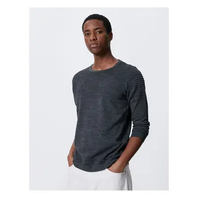 Koton Basic Knitwear Sweater Textured Crew Neck Slim Cut