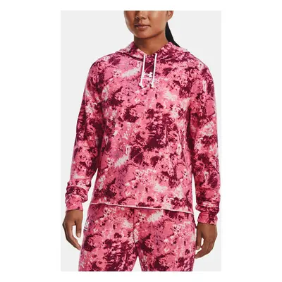 Under Armour Mikina Rival Terry Print Hoodie-PNK - Dámské