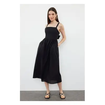 Trendyol Black A-line Cotton Voile Mini Woven Dress