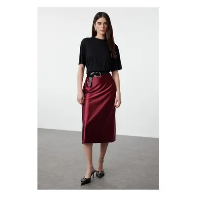 Trendyol Claret Red Premium Satin A-Line/A-Line Skirt