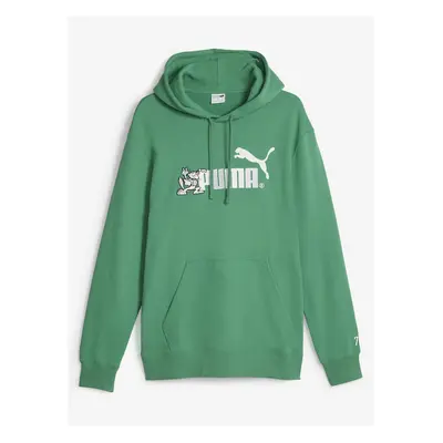 Zelená unisex mikina s kapucí Puma NO.1 LOGO - Pánské