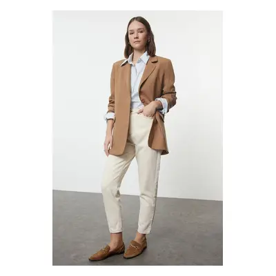 Trendyol Beige Premium Oversize Lined Woven Blazer Jacket