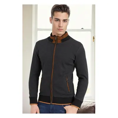 1021 DEWBERRY MEN'S SWEATSHIRT-DARK HERRINGBONE ANTHRACITE