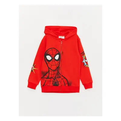 LC Waikiki Hooded Spiderman Printed Long Sleeve Boys' Zipper Sweatshirt