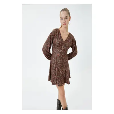 Koton Women's Brown Patterned Dress