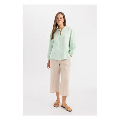 DEFACTO Capri Wide Leg Linen Look Capri