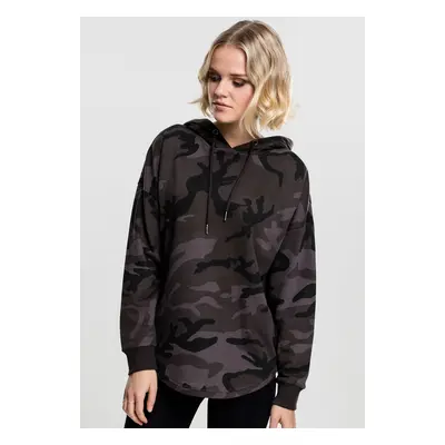 Dámská oversized camo s kapucí tmavé camo