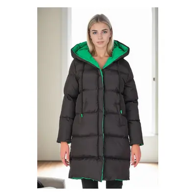 Z6687 DEWBERRY WOMEN'S COAT-BLACK-GREEN-1