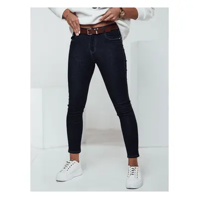 Spodnie damskie JEANLINE skinny z paskiem jeansowe Dstreet