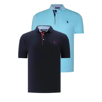 DUAL SET T8582 DEWBERRY MENS T-SHIRT-NAVY BLUE-CYAN