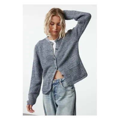 Trendyol Indigo Crew Neck Knitted Cardigan