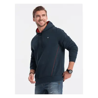 Ombre Men's hoodie with zippered pocket - navy blue