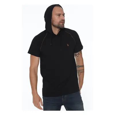 T8570 DEWBERRY HOODED MEN'S T-SHIRT-BLACK