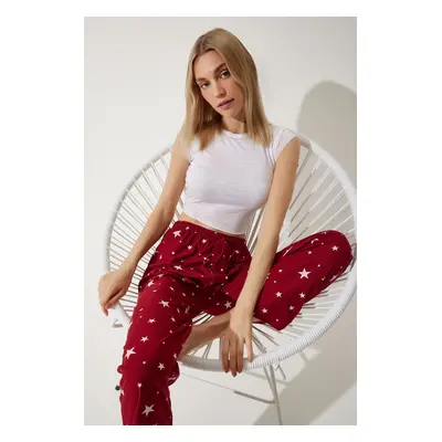 Happiness İstanbul Women's Vibrant Red Patterned Soft Textured Knitted Pajamas