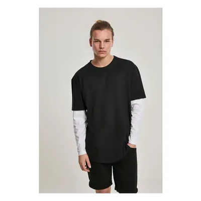 Oversized Shaped Double Layer LS Tee černo/bílé