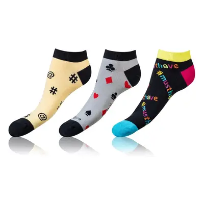 Sada tří párů unisex ponožek v žluté, šedé a černé barvě Bellinda CRAZY IN-SHOE SOCKS 3x